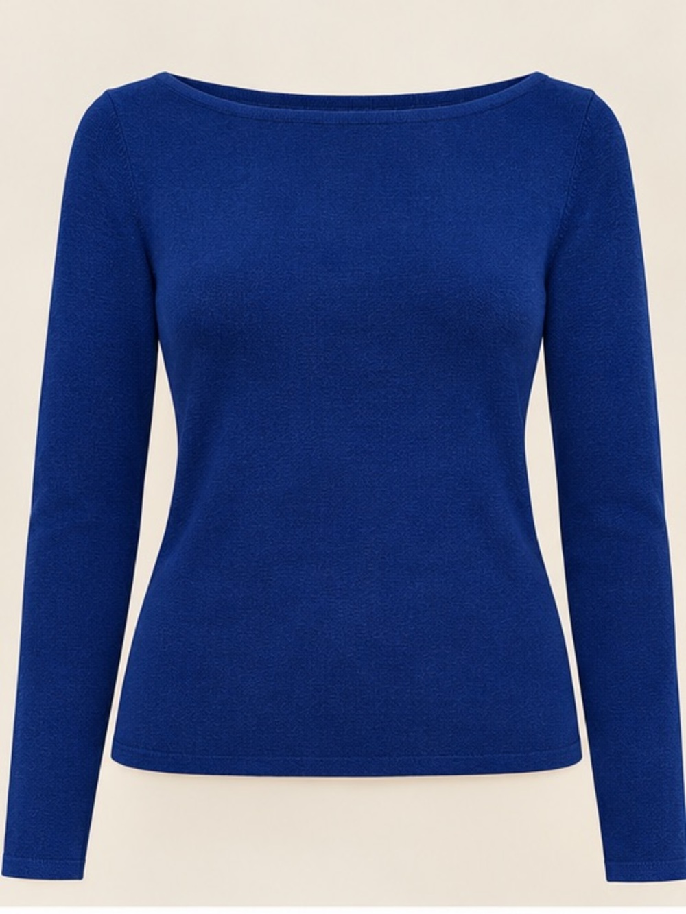 Babaton Cobalt Blue Scoop-Neck Sweater with Ivory Ribbon Back